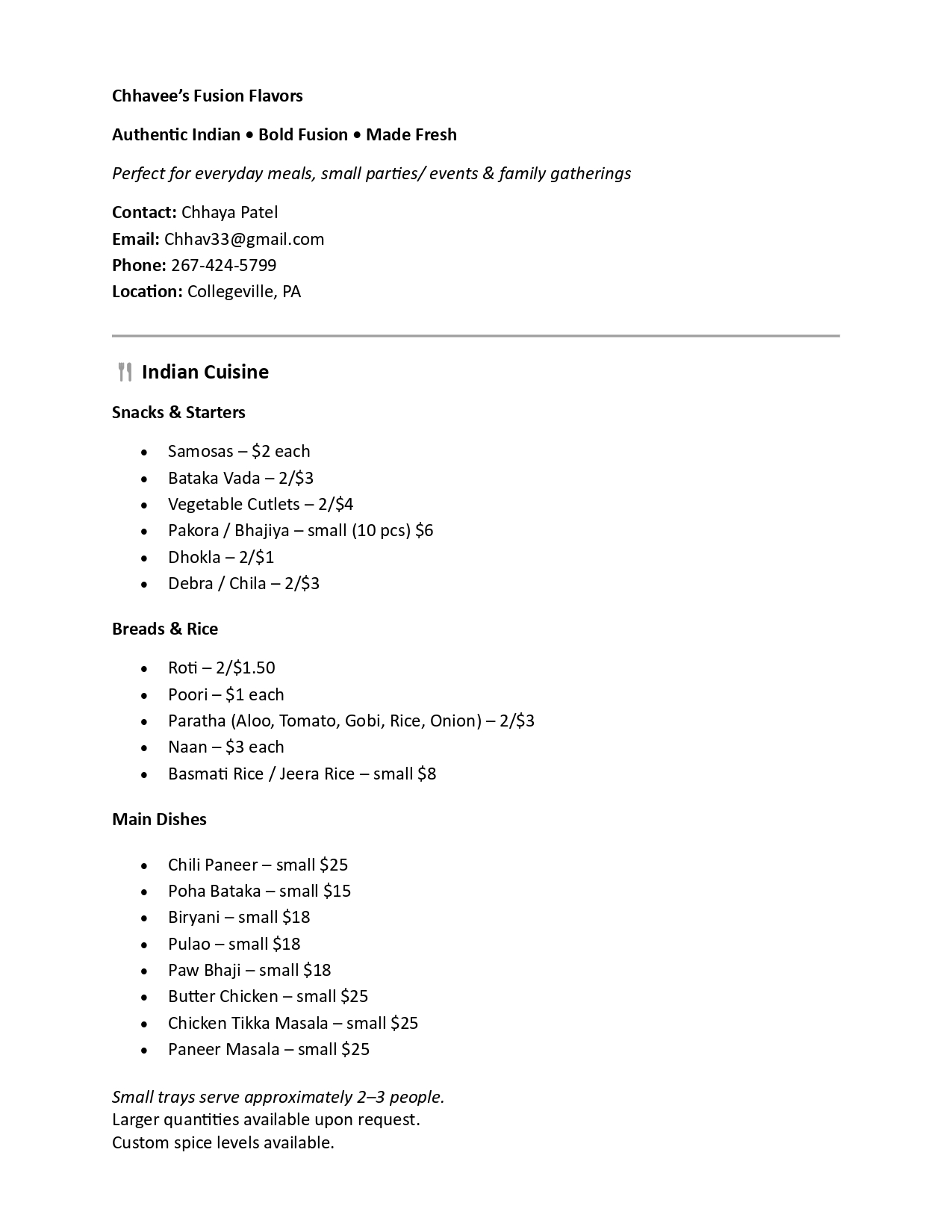 Chhavee's Fusion Flavors