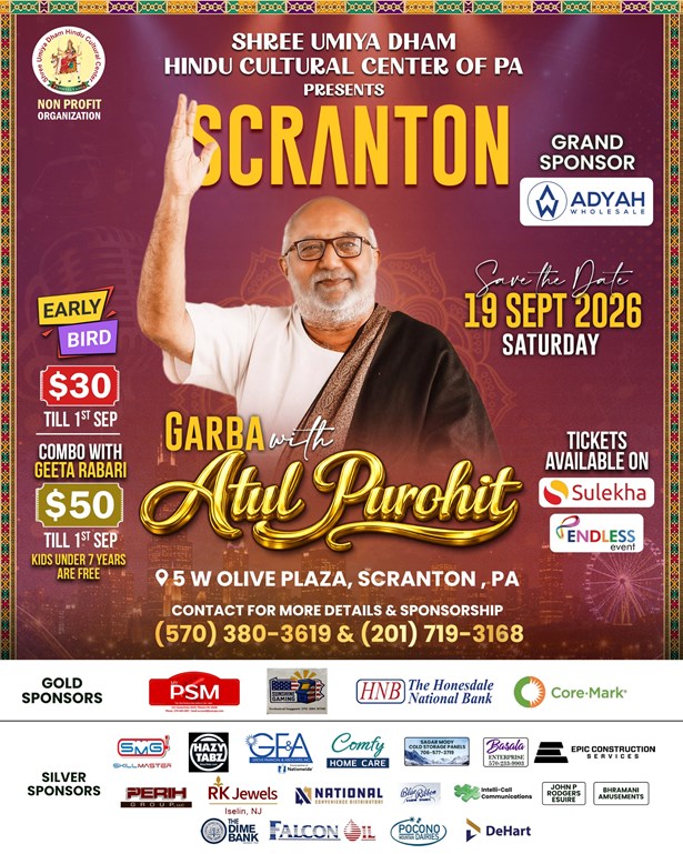 Atul Purohit Garba 2026 in Scranton, PA