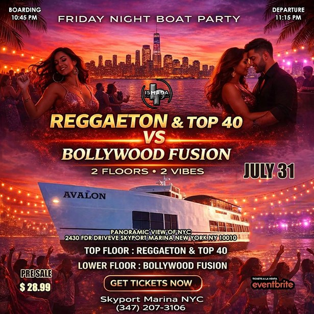 Reggaeton vs Bollywood Fusion Boat Party NYC – 2 Floors