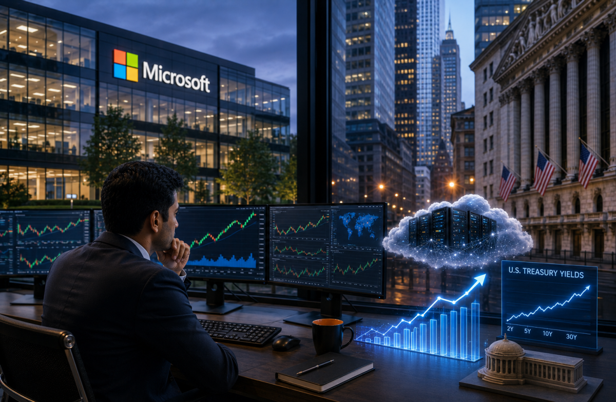 Microsoft earnings boost Wall Street as long-term Treasury yields surge